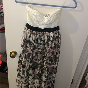 Strapless, lace, bustiere top maxi dress